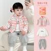Girls Winter Warm Fleece Cardigan Jacket Toddlers 1-3 Years Soft Cotton Outerwear With Stand Collar