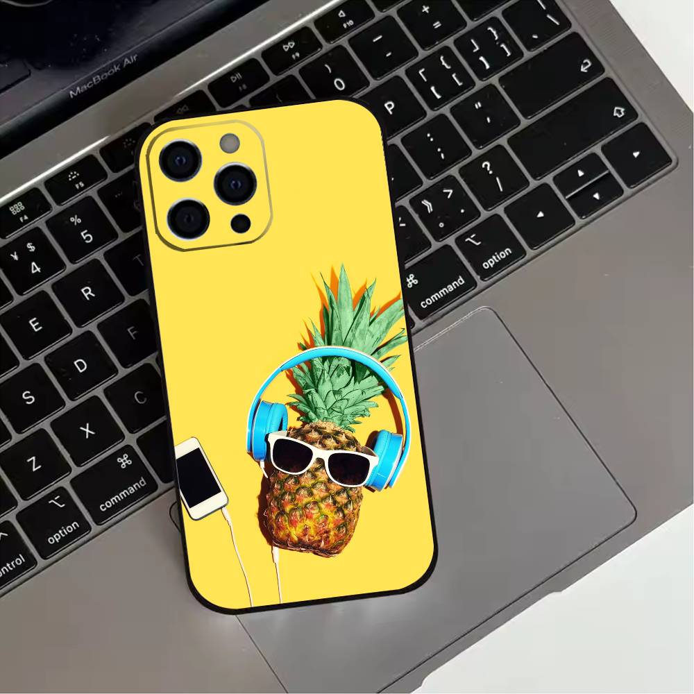 

Летний чехол-ананас для iPhone 17,16,15,14,13,12,11 Plus,Pro Max,XS, Мягкий силиконовый черный чехол iPhone12PROMAX