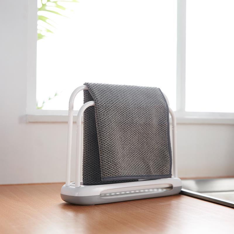 Double-Layer Kitchen Towel Rack with Drainage Trough and Diatom Mud
