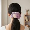 Elegant Flower Banana Clip Resin Women Ponytail Holder Fashion Purple Mesh Vertical Clip  for Gifts
