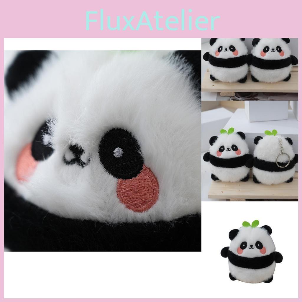 Charming Fluffy Panda Keyring Cute Animal Plush Doll With Pp Cotton Filling
