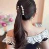 Fashion Pearl Rhinestone Banana Hair Clip Bling Decor Hair Barrettes for Girls Birthday Gift Daily Outing Hair Accessories