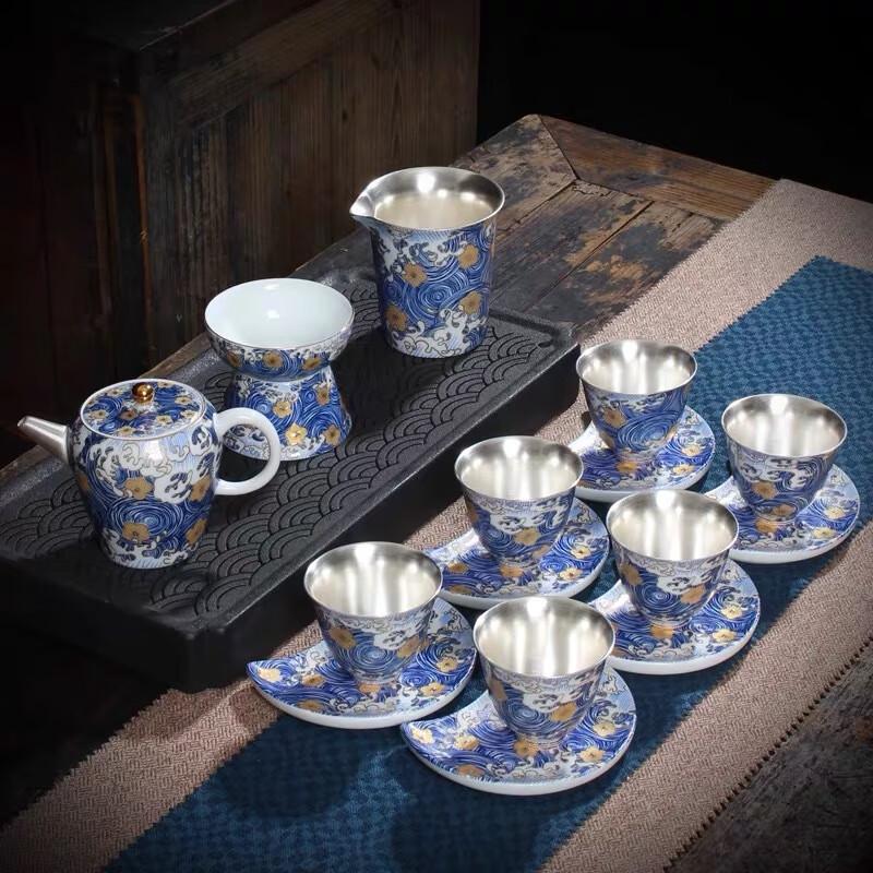 

Chaxun Gilded Silver Ceramic Tea Set