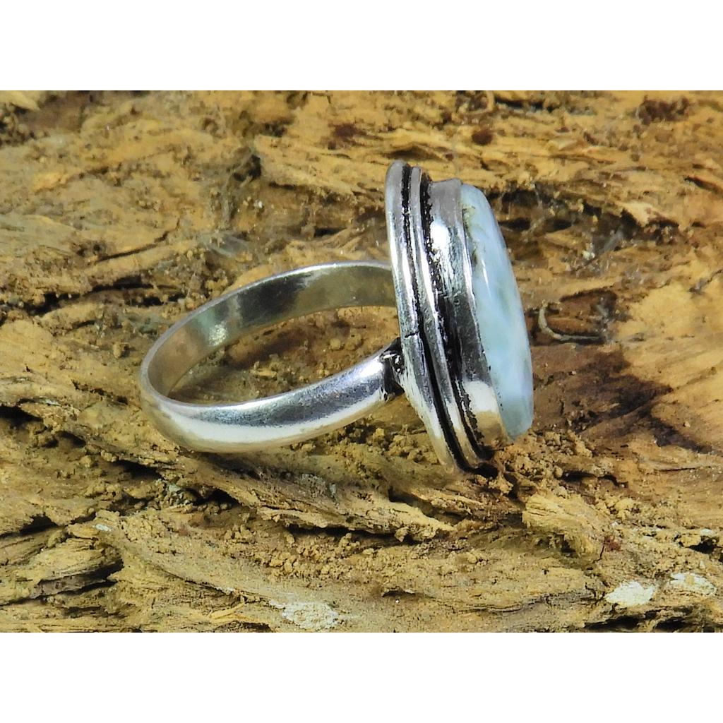 Natural Larimar Pectolite Gemstone 925 Solid Sterling Silver Ring Size US-7 PG-168