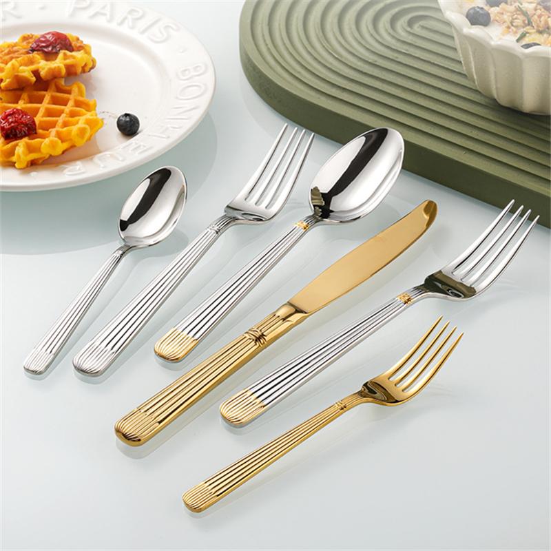 Half Gold Roman 304 Stainless Steel Cutlery Tableware Set Luxury Weeding Holiday Gift Knife Spoon Fork Teaspoon Teafork Service