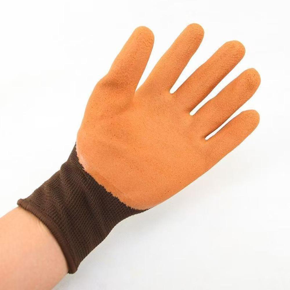 4Pairs Permeable Fabric Gardening Gloves Latex Material Protective Gloves Latex Gloves  Digging