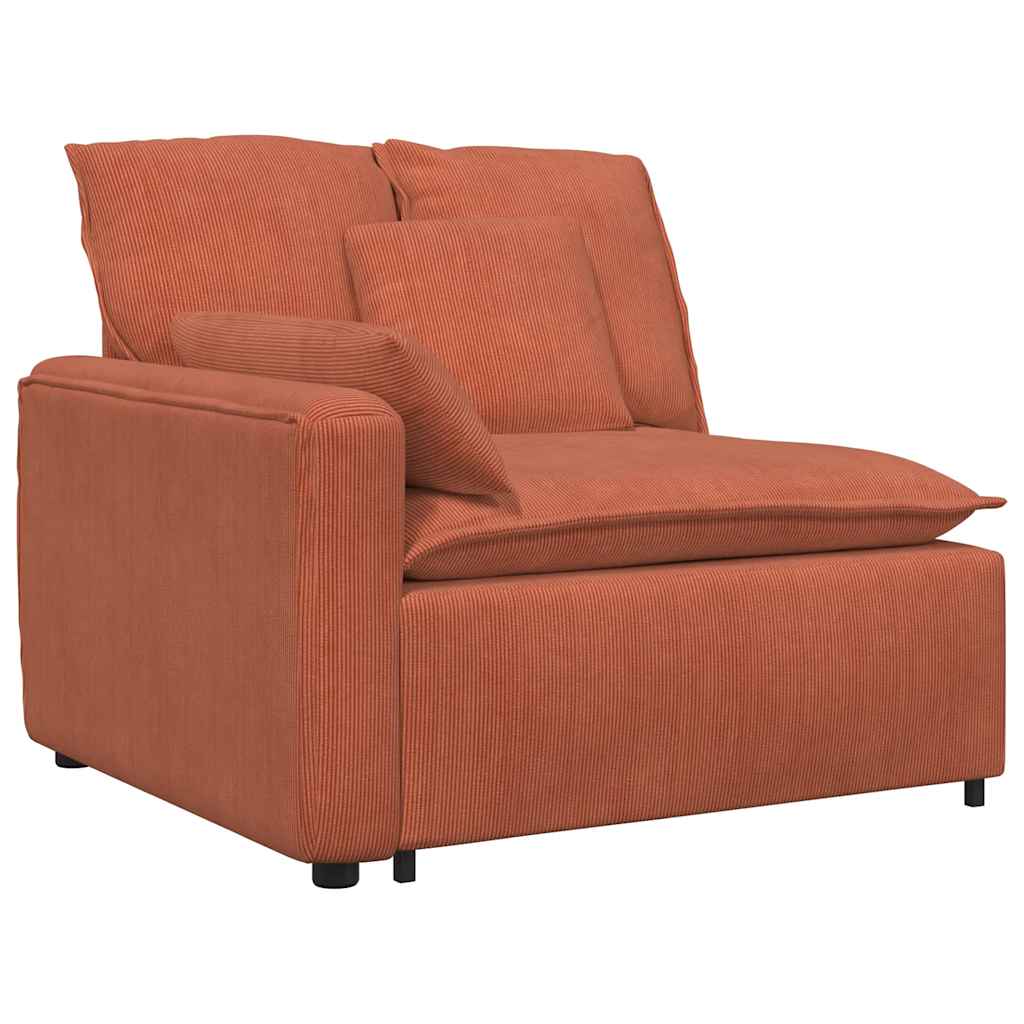 Modular Sofa End Module with Armrest and Cushions Red Orange 100 Cm