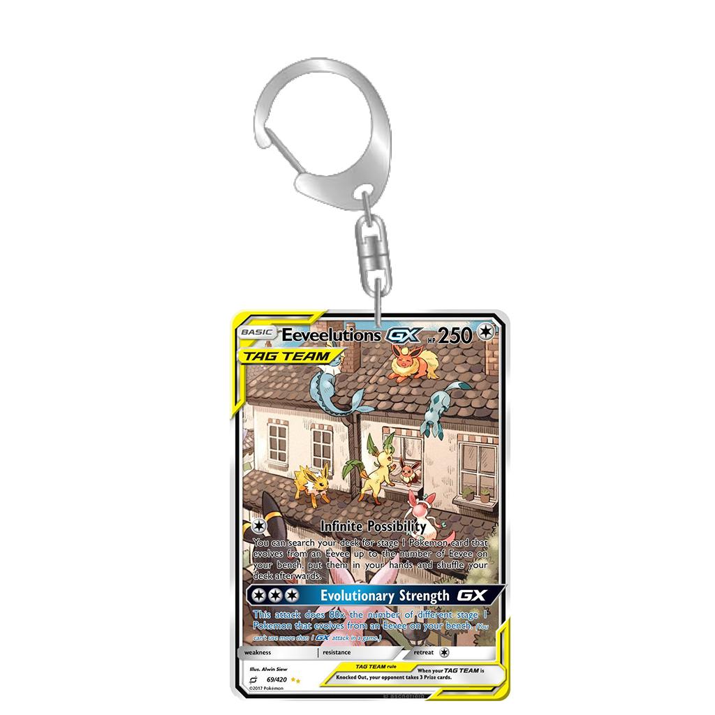 Anime Acrylic Keychain for Diancie Gardevoir Leafeon Milotic Eevee Evolutions Team Rocket Card Key Ring Self-Made Bag Pendant