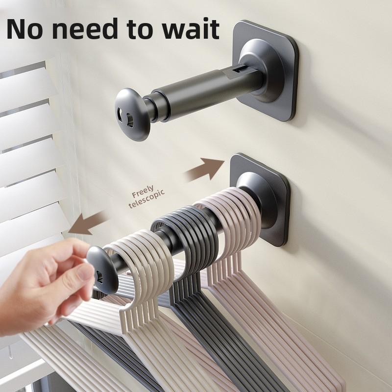 Two Commercial Clothes Hanger Storage Racks, Adjustable Length, No Need for Punching, Solid Material, Simple Style, Saving Space. Household Hangers