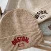 Letter Embroidered Kids Beanie Cap Winter Warm Knitted Wool Hat for Boy Girl Korean Solid Color Children Skullcap 3-10Y
