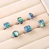Minimalist Colored Shell Square Round Heart Shape Open Adjustable Ring Fashion for Women's Girls' Party Vacation Zircon Gift