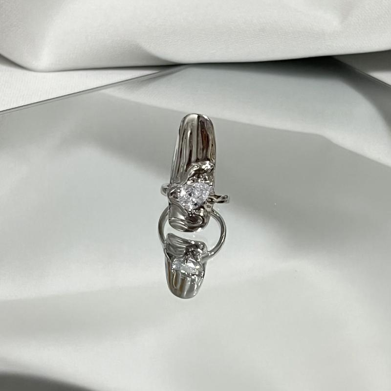 4/5Pcs Fingertip Ring Irregular Metal Silver Color Finger Ring Set Women Alloy Finger Cot Chain Nail Ring Party Jewelry
