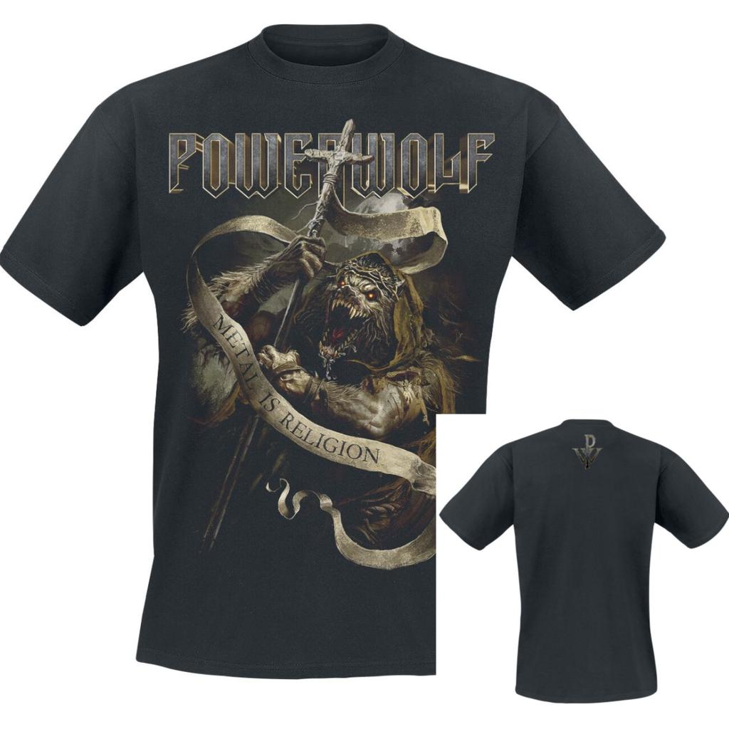 Mad Monk Powerwolf T-Shirt Herren Damen Vintage Metal Rock Band Grafik-T-Shirt 100% Baumwolle Sommer Streetwear Oberteil