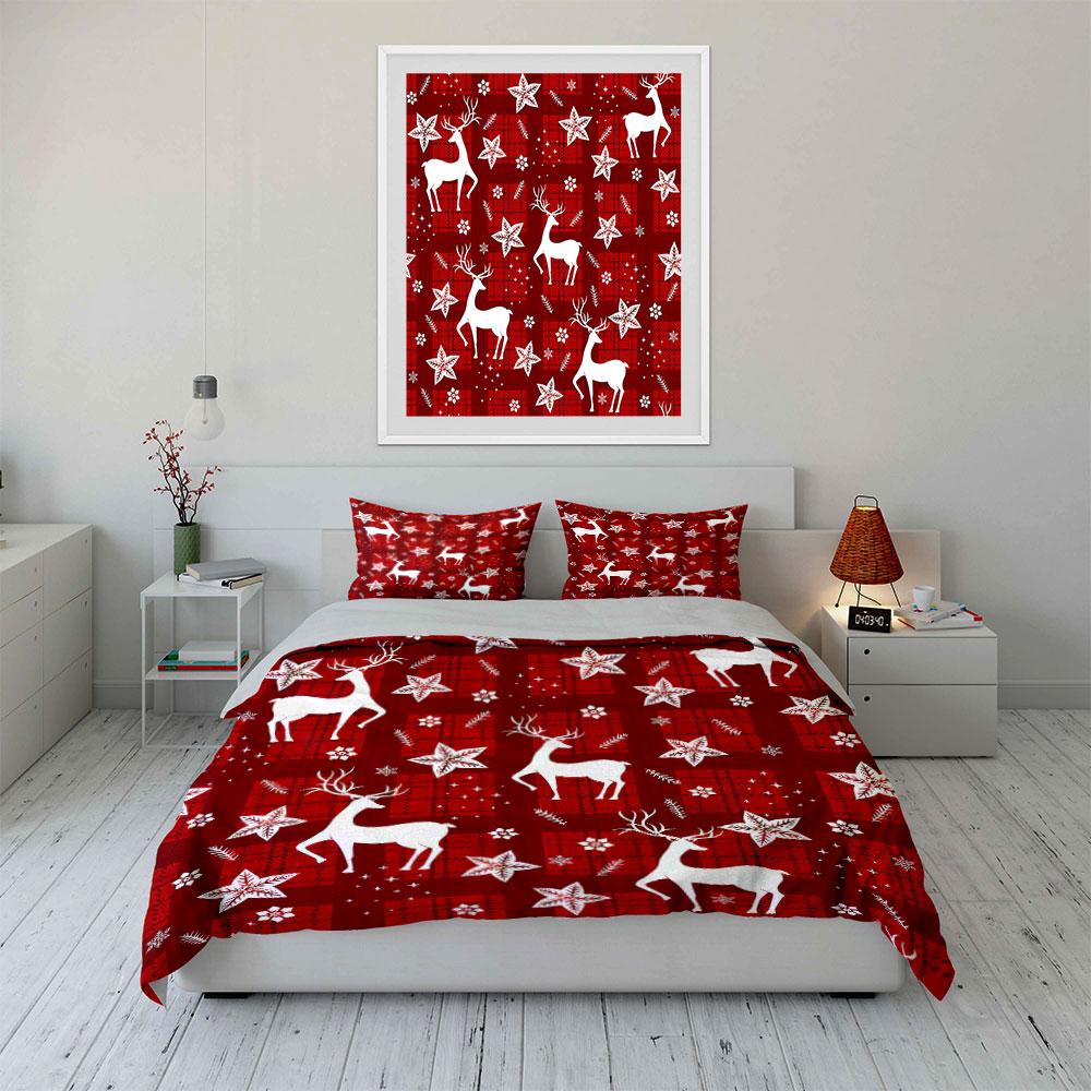 Festive Red Christmas Decor Theme Kid'S And Adults' Bedroom Decor, Exquisite Three-Piece Bedding Set Gift