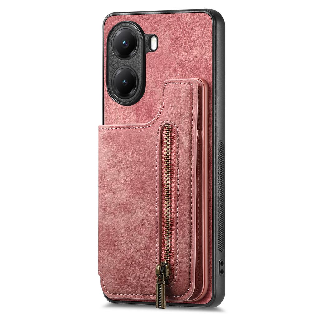 For Xiaomi Poco X7 Pro 5G/Xiaomi Redmi Turbo 4 5G Case with Zipper Card Holder Retro Leather TPU Phone Cover