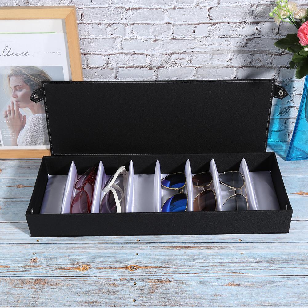 8 Fächer Tragbarer Brillen Präsentationskoffer Reise Sonnenbrillen Aufbewahrungskoffer Organizer Schwarz