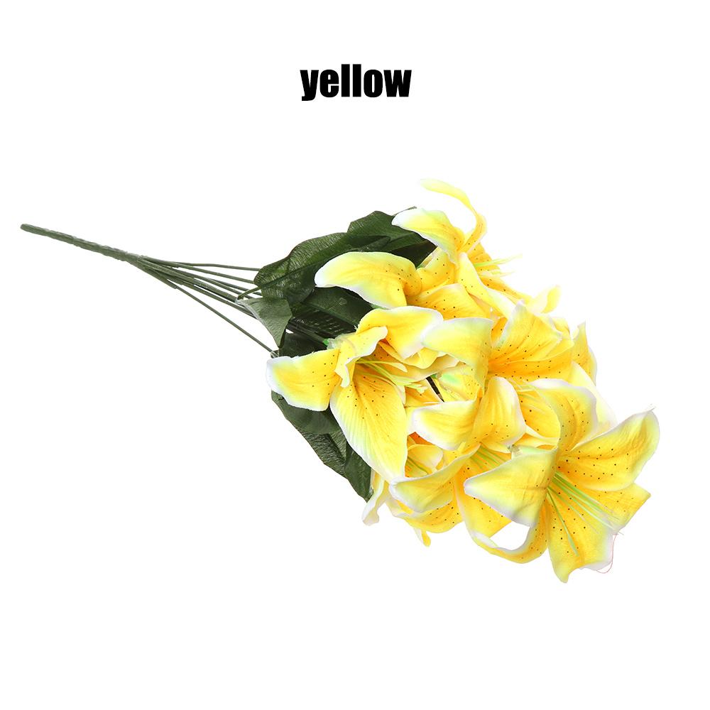 10 Heads Artificial Silk Lilies Flowers European Multicolor Fake Bridal Flower Bouquet Wedding Home Party Decoration Flowers