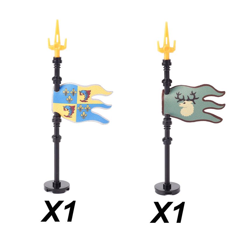 Middle Ages Empire Flag Pole Building Blocks Military Castle Lion Teutonic Knight Soldier Figures Roman Warrior Sheild Brick Toy