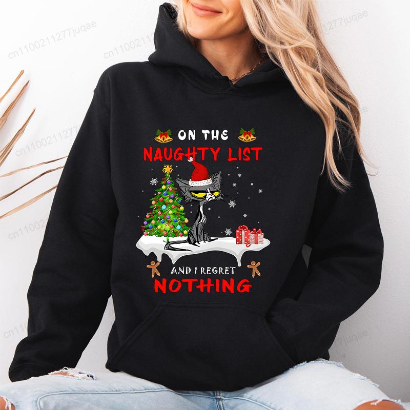 

2025 Новая Толстовка Женская с Рождественским Принтом Кота Спортивная Одежда Хип-Хоп Уличная Одежда Рождественская Вечеринка Модная Одежда XL