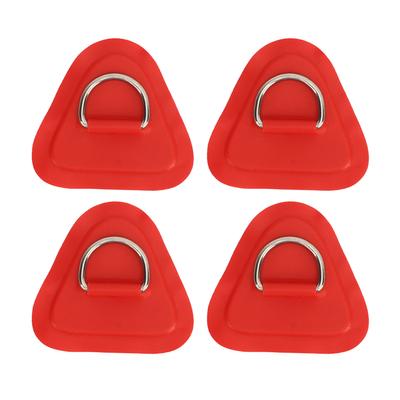 4 Pcs D Ring Patch Stainless Steel D Ring Pad for Inflatable Boat Surfboard Dinghy Paddle Board Red