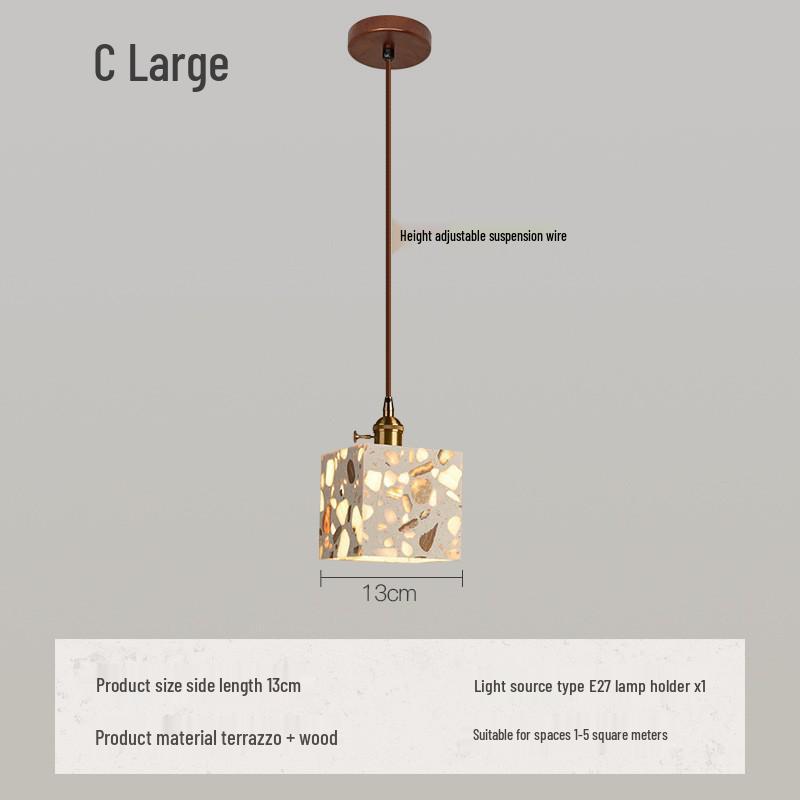 Japanese Wabi-Sabi Yellow Travertine Pendant Light, Retro Mid-Century Style for Bedroom, Homestay, or Restaurant.