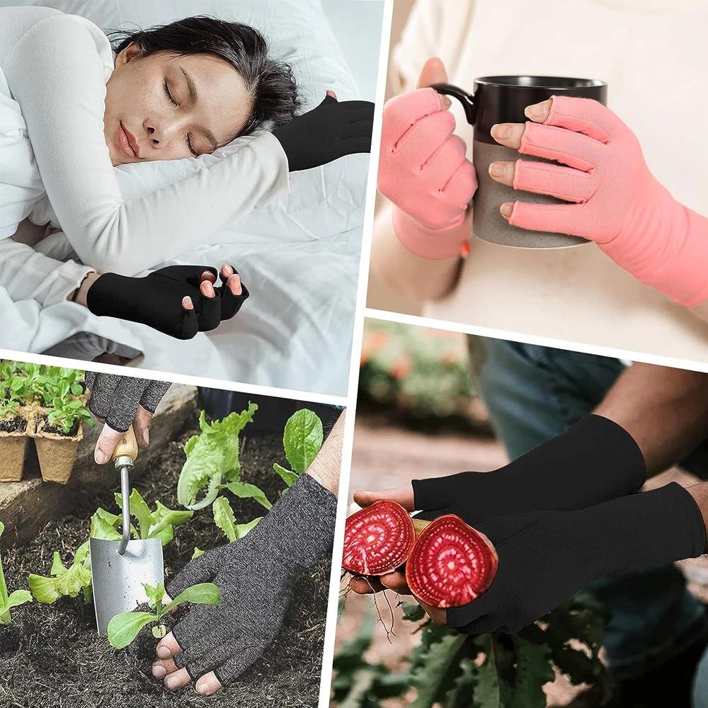 2Pair Arthritis Gloves Women Men Carpal Tunnel Rheumatiod Tendonitis Fingerless Hand Thumb Compression Gloves 6
