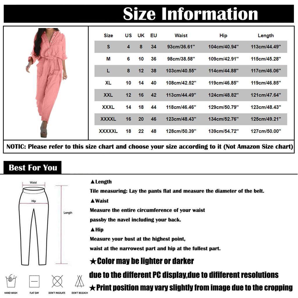 Women's Fashion Retro Casual Loose Solid Color Cotton Linen Lapel Belt Cargo Jumpsuit