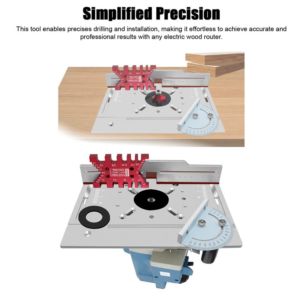 Set of 4 Router Table Insert Plate Aluminum Alloy Wood Milling Flip Board Trimming Machine Engraving Auxiliary Tool