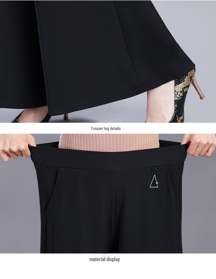 Women's Black High-Waisted Wide-Leg Skirt Pants – Summer 2026, Plus Size, Slimming, Loose, Casual.