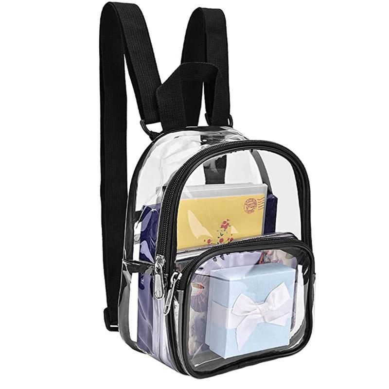 Pvc Transparent Backpack  Simple Lightweight Backpack Cute Mini Clear Bags Waterproof Travel Schoolbag Sports Bags