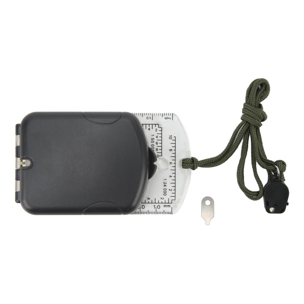 Multifunctional Plastic Compass with Scales Portable Gradiometer Magnifying Glass LED Lamp Tool