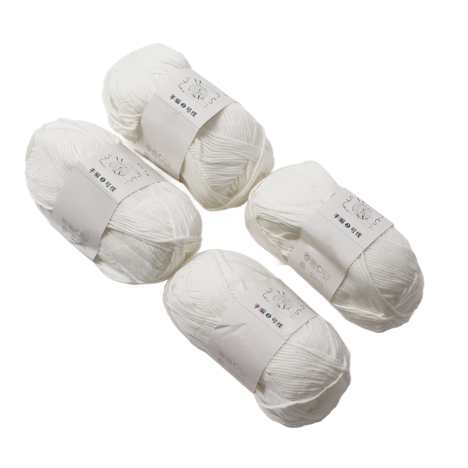 

4 шт. Хлопковая пряжа 3 мм Чистый элегантный цвет Мягкая эластичная Приятная для кожи Дышащая Вязальная пряжа для