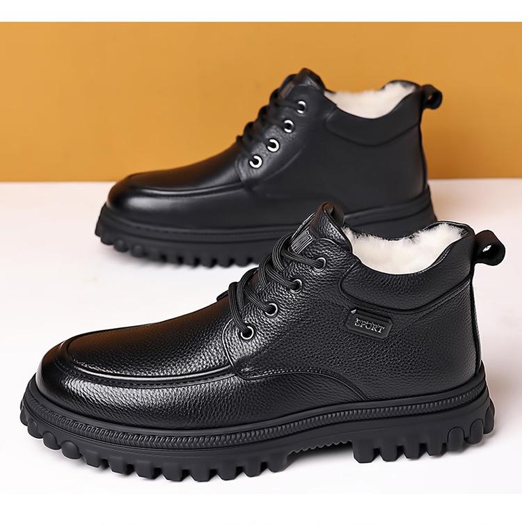 Fashion Shoes Mens Snow Boots Warm Plush Cold Winter Fashion Brand Male Footwear Non-slip Flat Ankle Boots