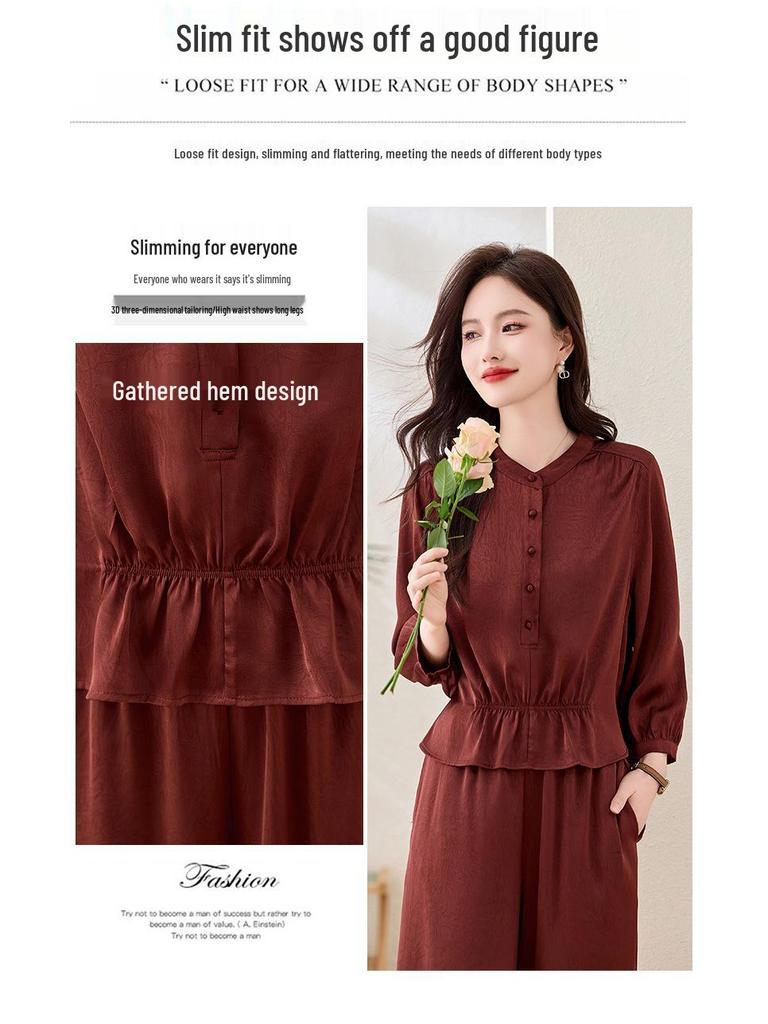 2025 Women's Spring Fashion Set: Stand-Up Collar Jacket & Wide Leg Pants