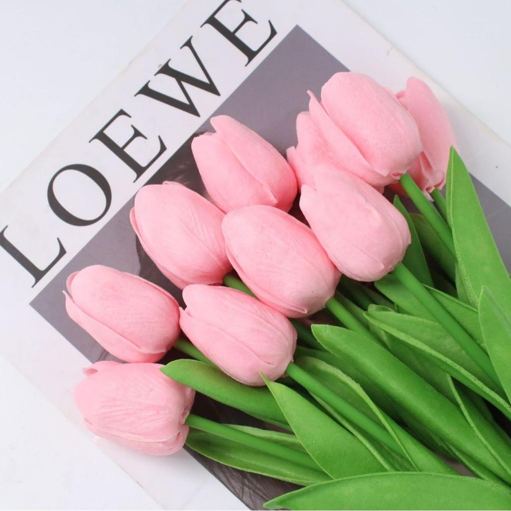 10Pcs  34cm Artificial Floral Tulip Bouquet Real Touch Flowers for Home Decoration Wedding Decor