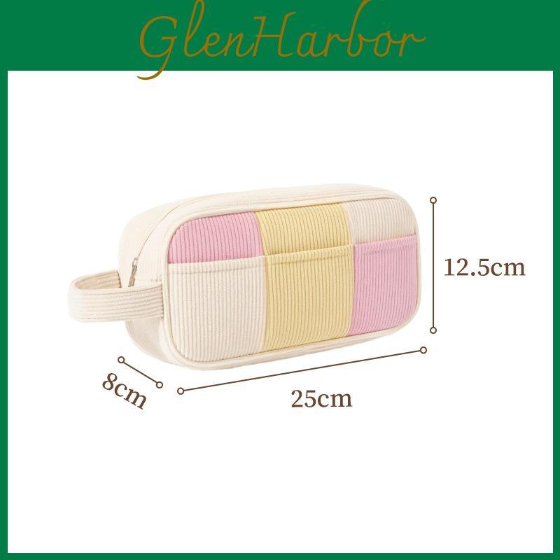 Corduroy Makeup Bag With Large Capacity For Travel And Cosmetics Storage