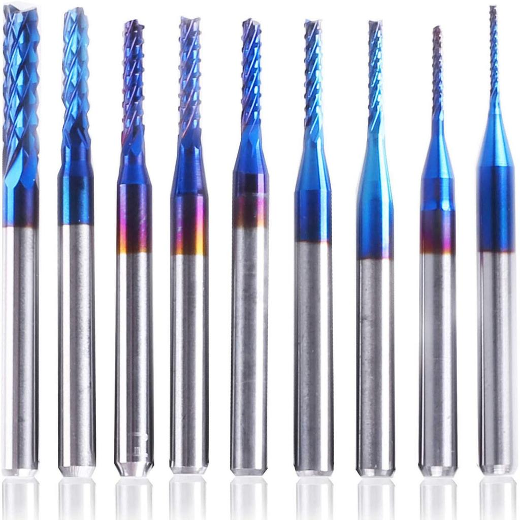 Buy Blue-coated End Mill Milling Cutter Bit 1/8 inch Shank, 10 packs ...