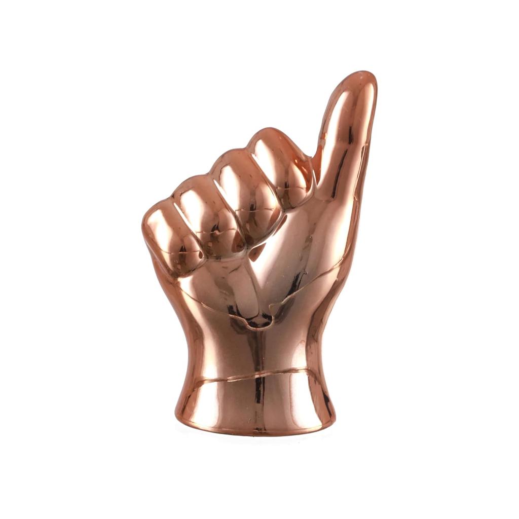 Set of 3 Hand Sign Gesture Showpiece Statue Collectible Figurines (Ceramic, Copper) for Home Decor Living Room Bedroom Wall Shelf Office Table
