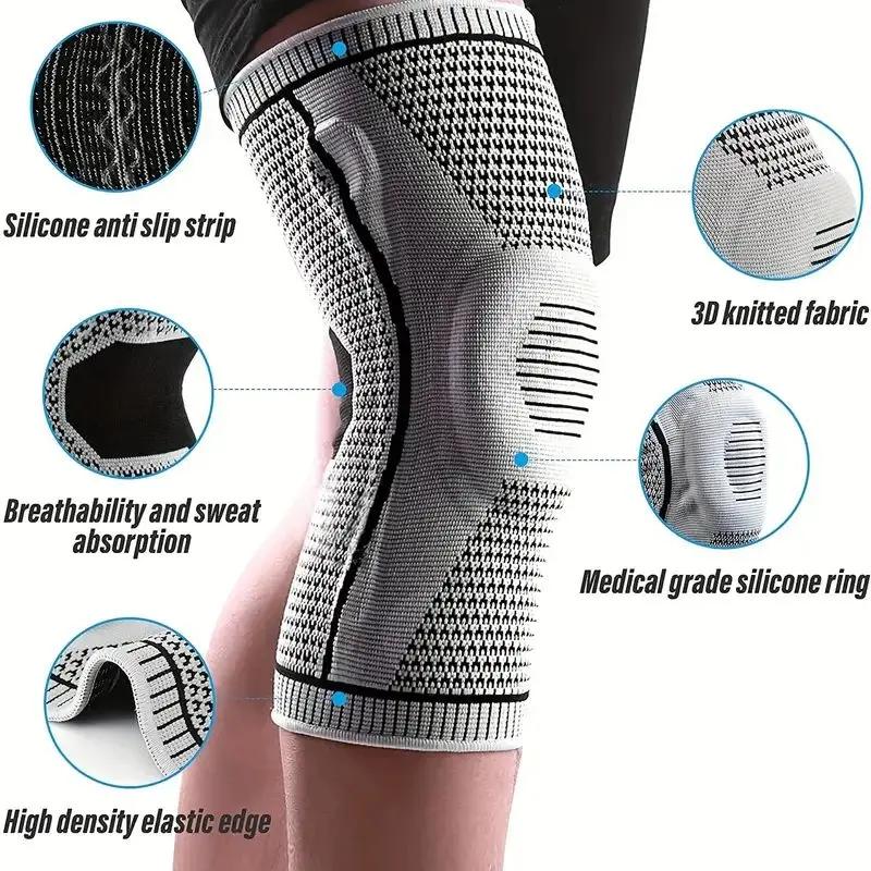 1Pcs Non-Slip Knee Support Brace With Patella Gel Pad Stabilizers For Arthritis Sports Comfort Fit Compression Sleeve