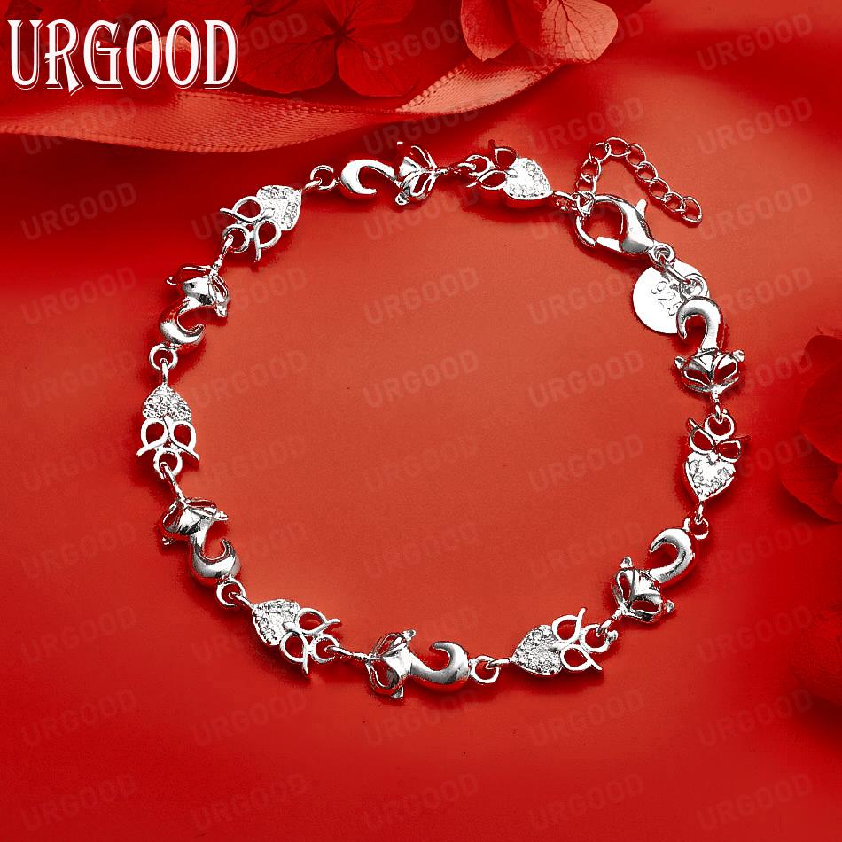 925 Sterling Silver Fashion Gift AAA Zircon Bracelet Jewelry 20CM