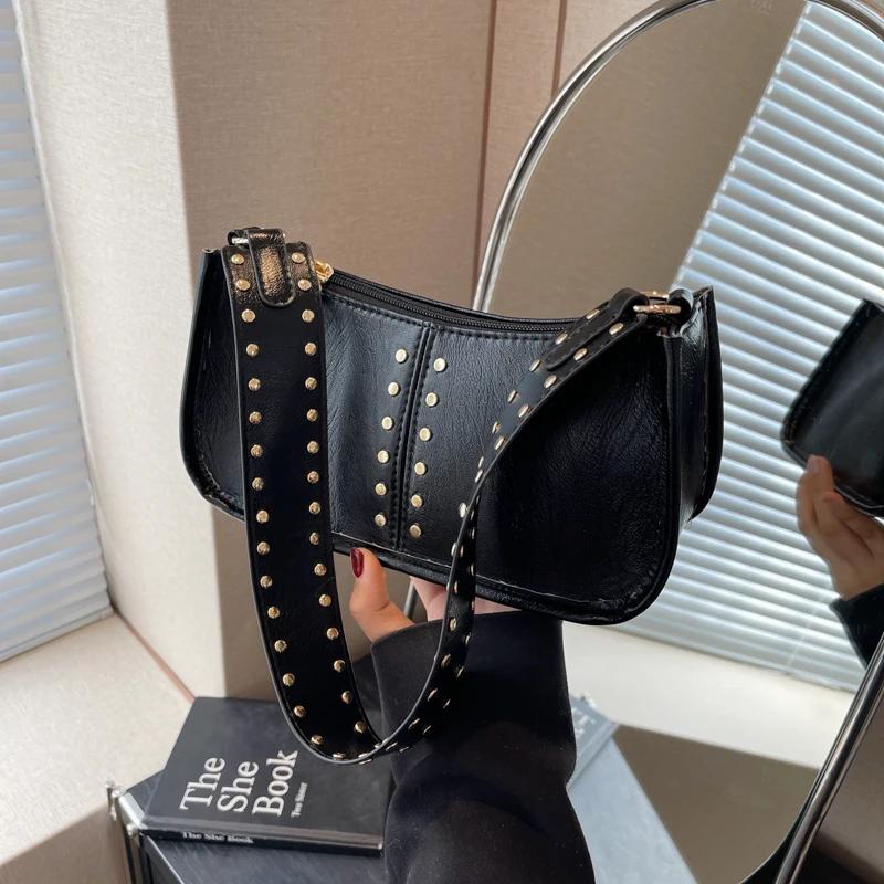 תיק כתף נשים PU קז'ואלי מסוג לחמנייה באיכות גבוהה עם כיסי רוכסן פנימיים