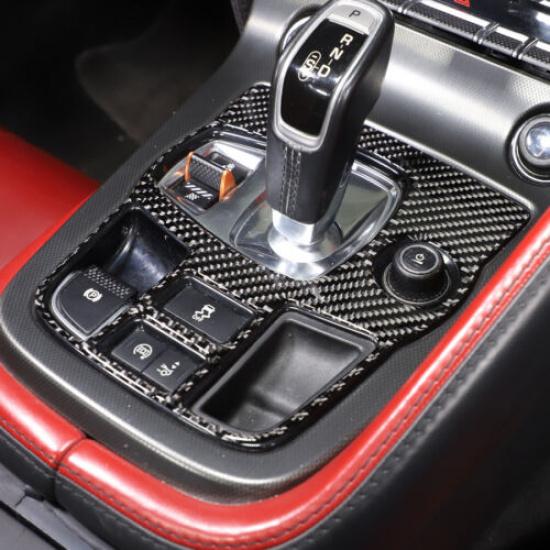 Carbon Fiber Center Console Trim Cover Sticker Fit For Jaguar F-TYPE 2013-