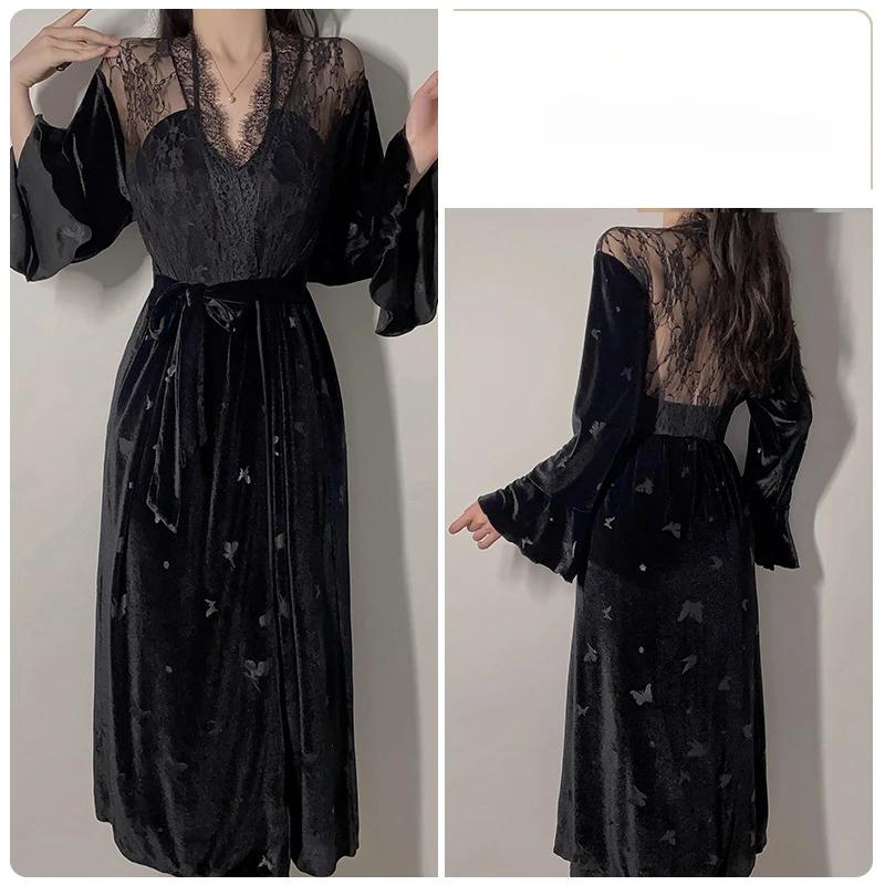 Pijamale de damă din catifea cu gât halter, pijamale cu decolteu adânc în V pentru femei, lenjerie sexy de iarnă pentru femei, set de pijamale pentru femei, pijamale