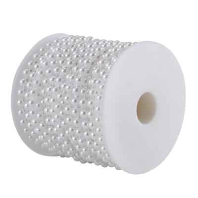 25MRolle Doppelte Baumwollfaden Imitation Halbrunde Perlen Perlenkette Girlande für Hochzeit (Weiß)