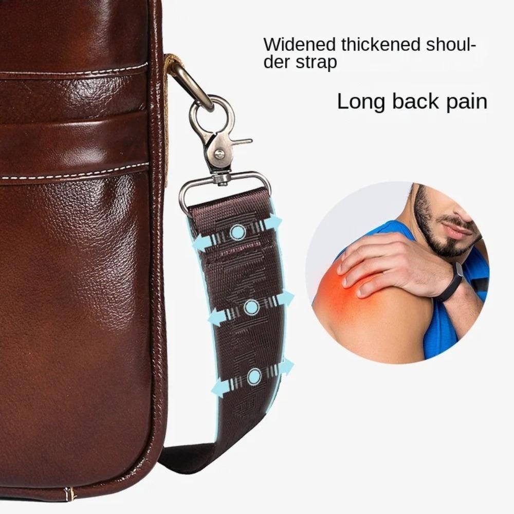 Brand Men's Handbag 100% Leather Briefcase  Large Capacity 14 Inch Laptop Bag Casual Shoulder Crossbody Bag Messenger Bag