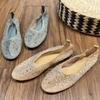 Mesh Luxury Rhinestones Flats Women Shoes Round Toe Shallow Casual Beach Shoes Female Soft Sole Fashion  Mary Jane Shoes