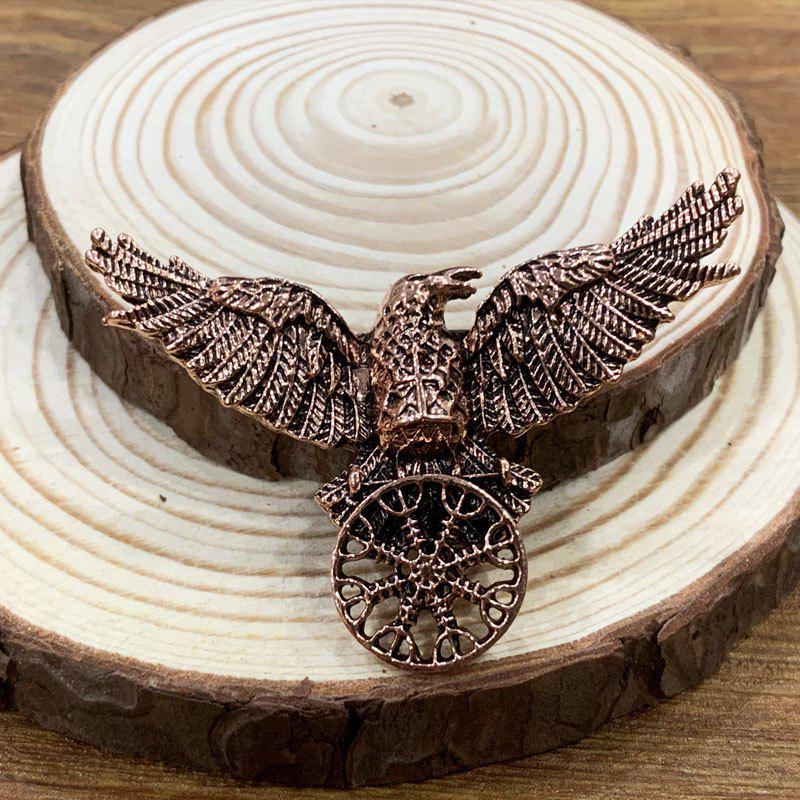 Viking Retro Black Raven Brooch with Runes – Nordic Punk Jewelry Accessory