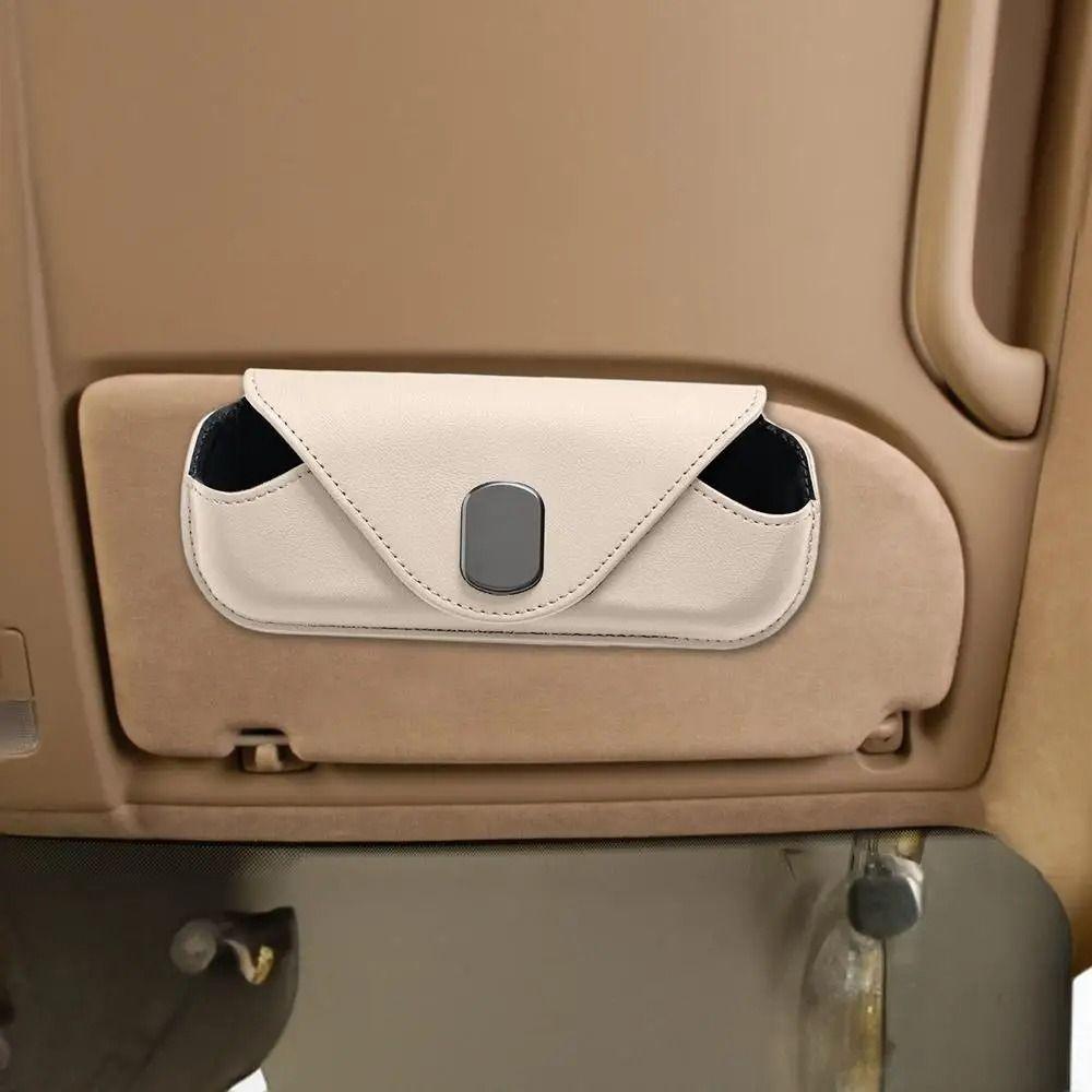 Magnetic Car Organizer Clip-on Sun Visor Glasses Case Car Mounted Glasses Bag  Interior Accessory