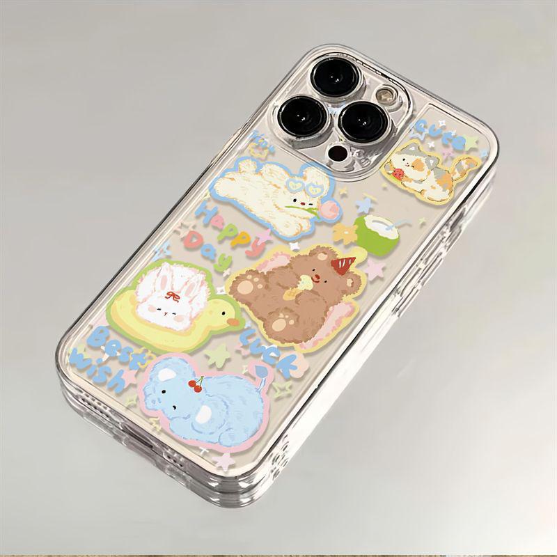 Spring Sunbathing Animals Transparent Phone Case for Apple 17, 16, 15, 13 Pro Max, 12, and 11