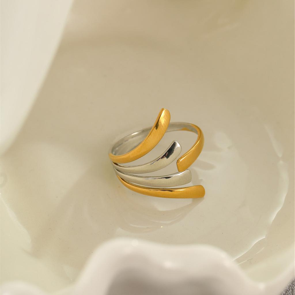 GEMCHIC Women's Geometric Irregular Stainless Steel Rings Gold Plated Fashion Statement Jewelry